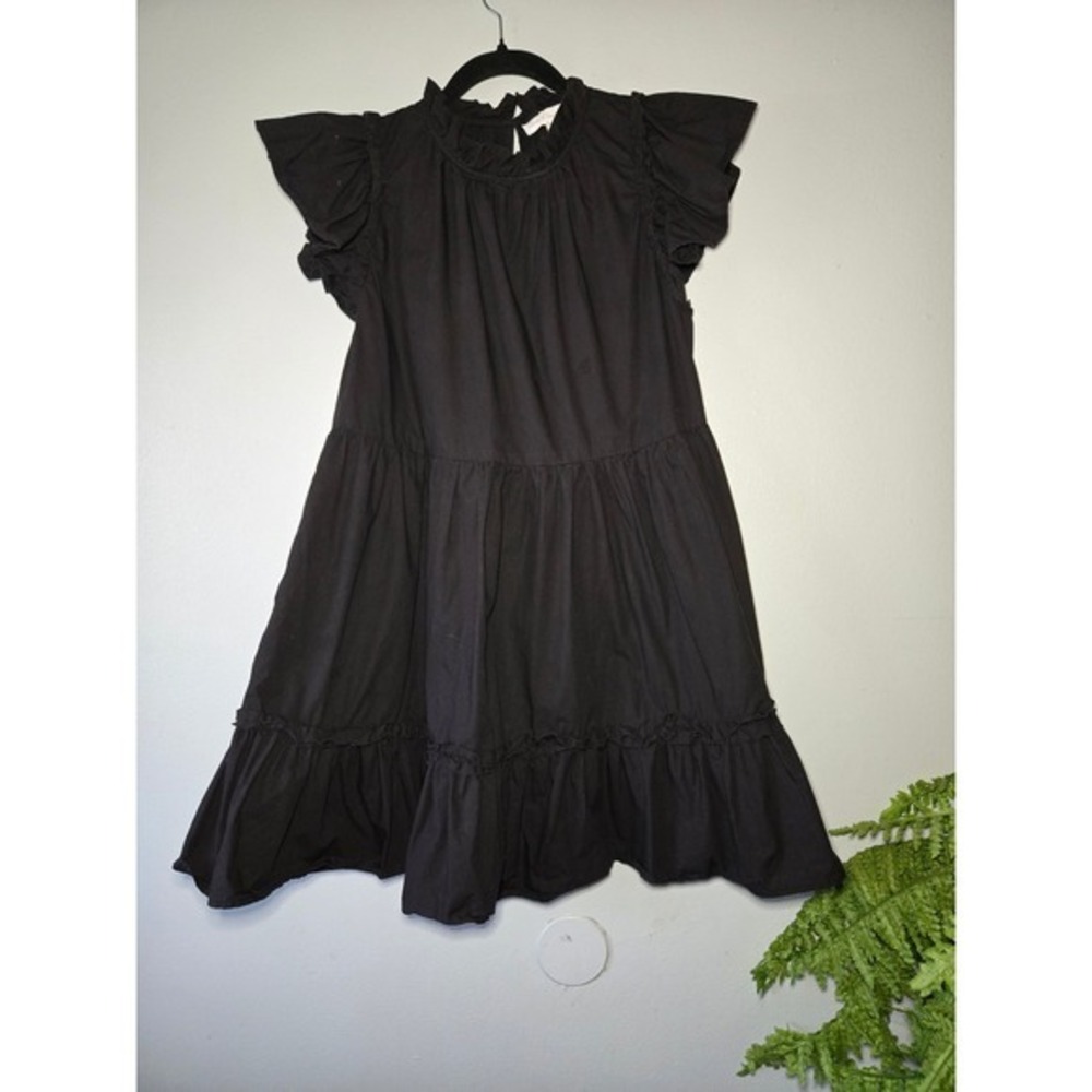 House of Harlow 1960 Black Tiered‎ Babydoll Dress Ruffle Sleeve Cotton | M - Picture 2 of 8